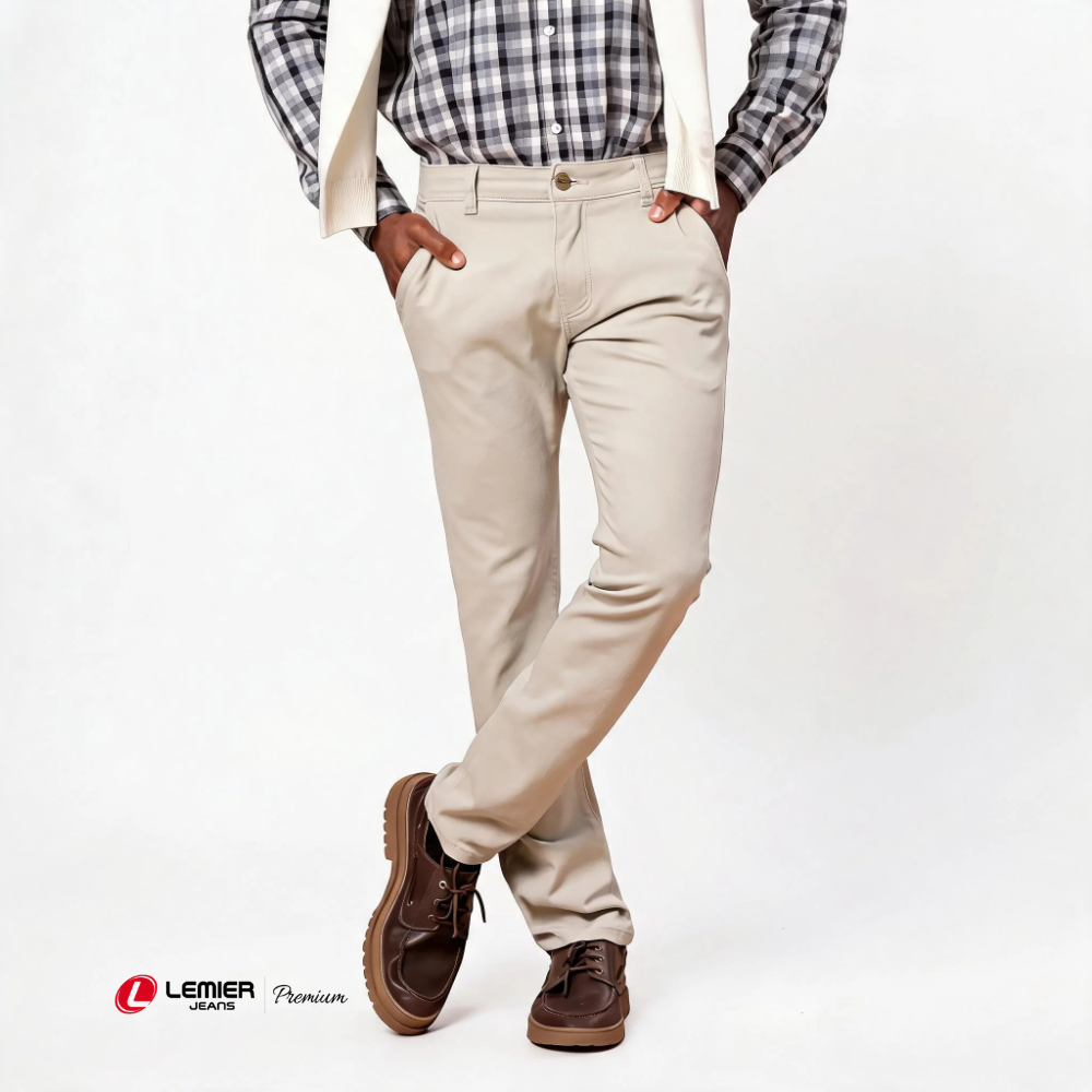 Calça Chino Masculina Sarja Slim Lemier Premium