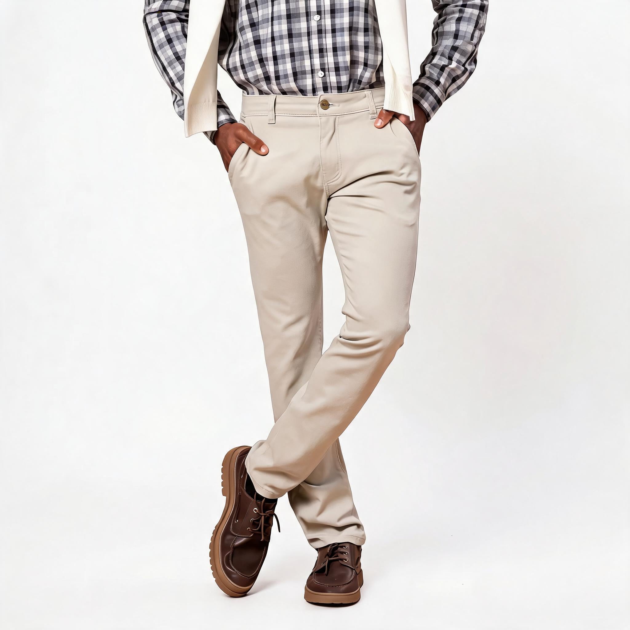 Calça Chino Masculina Sarja Slim Lemier Premium