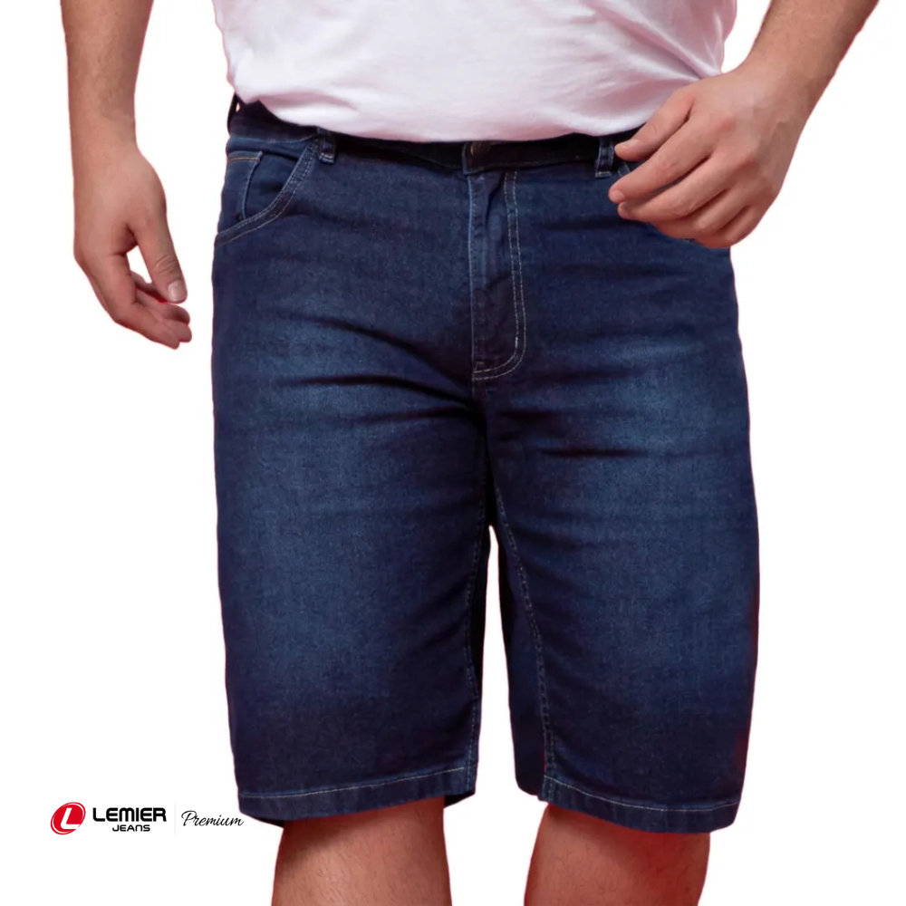 Bermuda Jeans Masculina Escura Tradicional | Lemier Premium