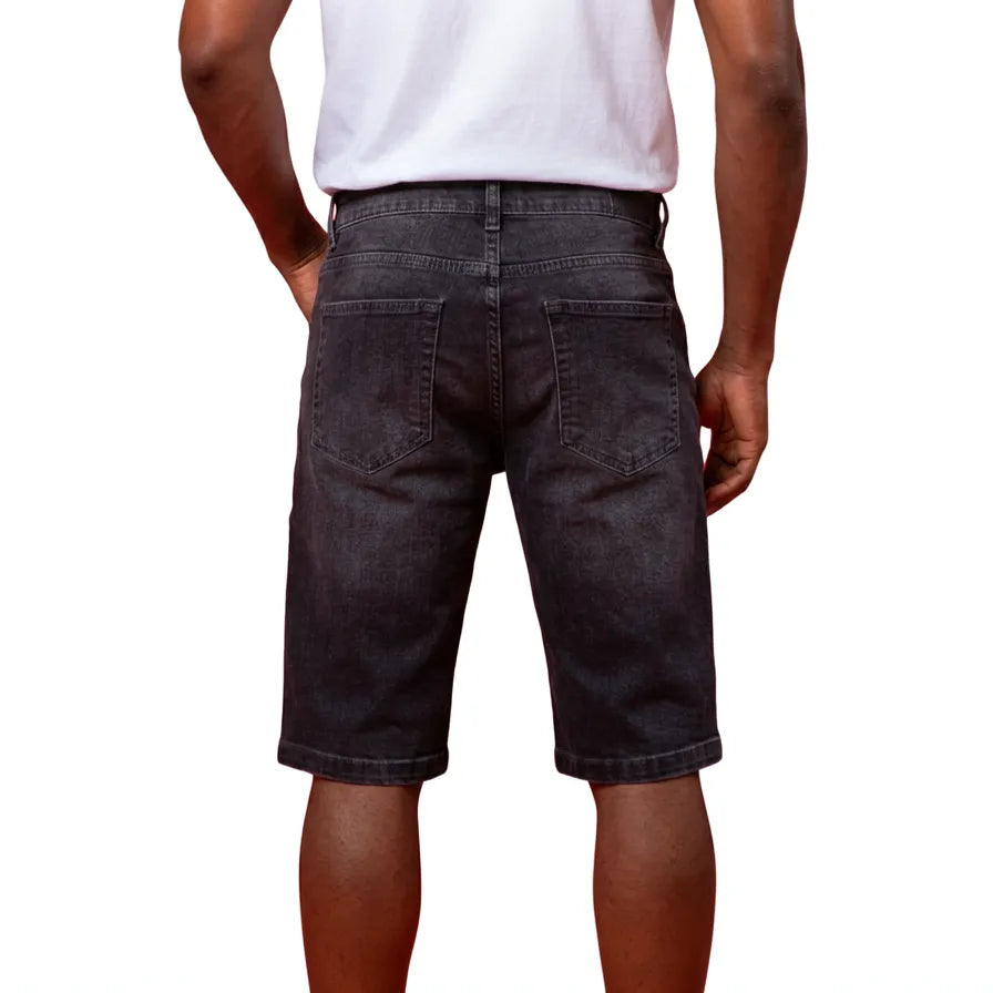 Bermuda Jeans Masculina Preta Estonada Lemier | Outlet do Jeans